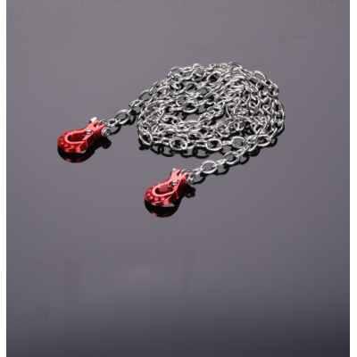 High End Metal Trailer Hook with Silver Chain for RC Rock Crawler Red