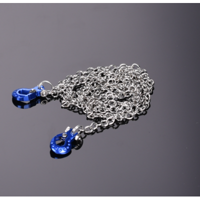 High End Metal Trailer Hook with Silver Chain for RC Rock Crawler Blue