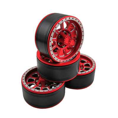 1.9" Aluminum Beadlock Crawler Wheels 4pcs - Ten 4pcs/set RED