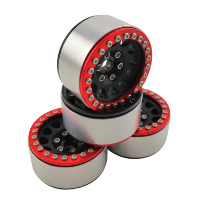 1.9" Aluminum Beadlock Crawler Wheels 4pcs - M105 Black 4pcs/set RED