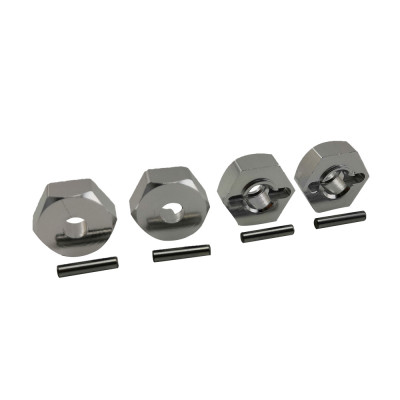 Wheel Hex Adaptor 12x5mm 1set/bag Silver