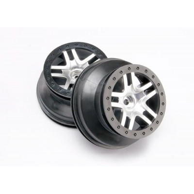 TRAXXAS - Fälg SCT Split-Spoke Matt Krom-Svart 2WD Fram (2) - TRAXXAS