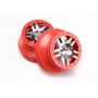 TRAXXAS - Fälg SCT Split-Spoke Matt Krom-Röd 2WD Fram (2) - TRAXXAS