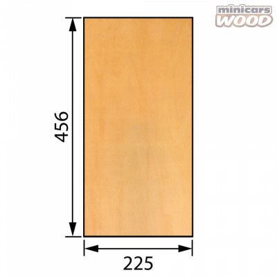 MINICARS WOOD - Basswood Plywood 1.5x225x456 mm 3-ply * UTGÅTT - MINICARS WOOD