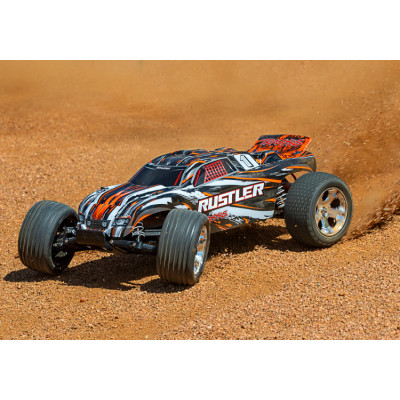 Radiostyrd bil Rustler 2WD 1/10 RTR TQ Orange - Utan Batt/Laddare-TRAXXAS-37054-4ORNG