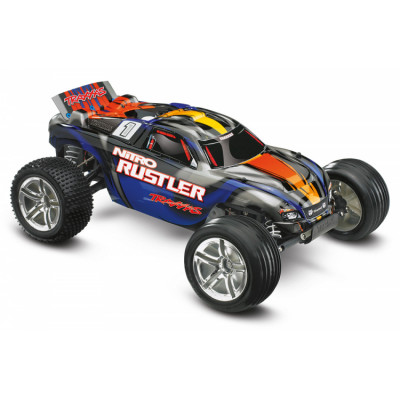 TRAXXAS - Nitro Rustler TRX2.5 RTR TQi TSM Silver/Blå* - TRAXXAS