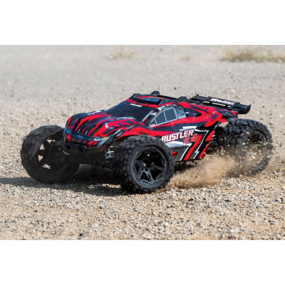 Radiostyrd bil Rustler 4x4 XL-5 1/10 RTR TQ med Batteri & Laddare Röd-TRAXXAS-67064-1RED