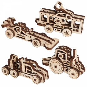 Ugears Fordon 4 st små U-fidgets UGEARS Models - Ugears U-Fidget Vehicles - UGEARS Models