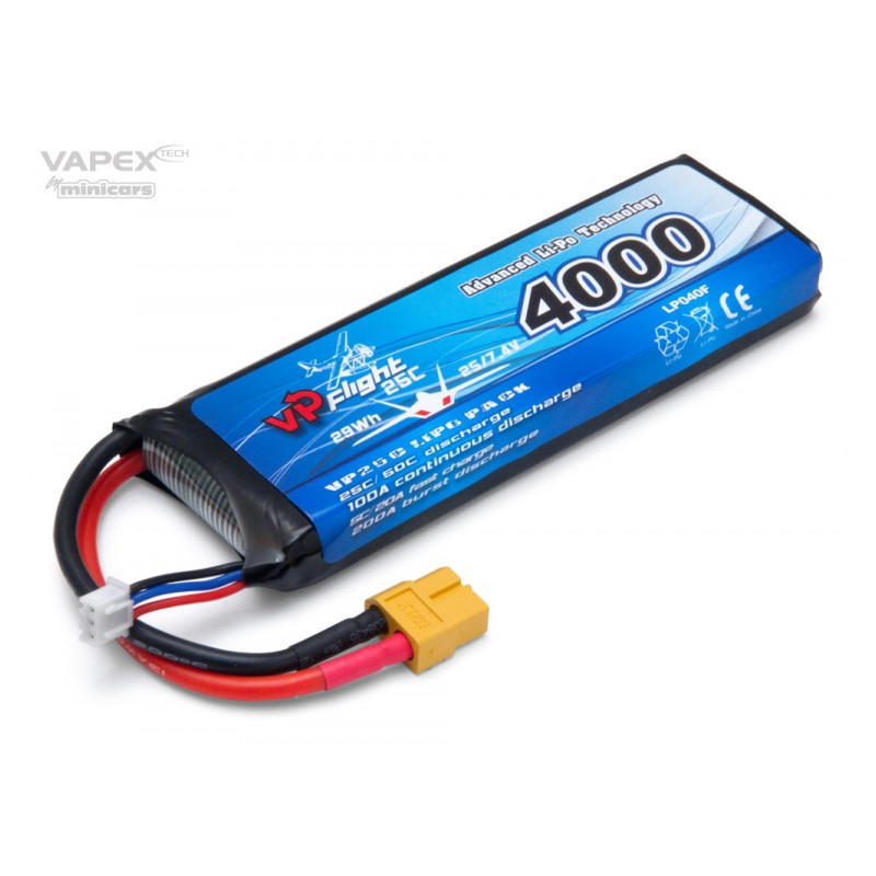 2S LiPo Batteri 7.4V 4000mAh 25C XT60-Kontakt