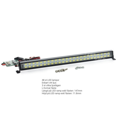 LED ramp L-fäste med 48 LED-lampor och 3 ljuslägen - RC Crawler Scale - 147mm