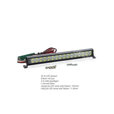 LED ramp L-fäste med 32 LED-lampor och 3 ljuslägen - RC Crawler Scale - 102mm