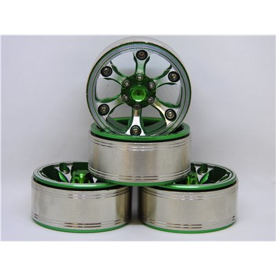 1.9" beadlock fälgar i eloxerad aluminium till RC Crawler Scale 4st - Flake - Grön