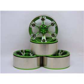 1.9" beadlock fälgar i eloxerad aluminium till RC Crawler Scale 4st - Inzo - Grön