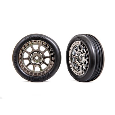 Däck & Fälg Alias Ribbed Medium Svart Krom 2.2" 2WD Fram 2 st