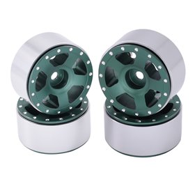 Beadlock Fälg SCX24 1/24 Axial Aluminium - Sjöstjärna - Grön - 4 st