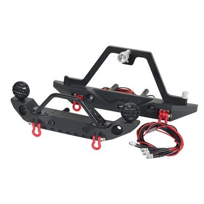 Främre & bakre stötfångare i metall med LED-ljus 1:10 RC Crawler Axial SCX10 & TRX4