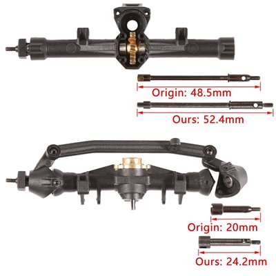 Axial SCX24 +4mm stålaxel kit
