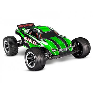 TRAXXAS 37054-8-GRN Rustler 2WD 1 10 RTR TQ Grön USB Med Batteri Laddare