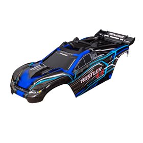 TRAXXAS 6740-BLUE Kaross Rustler 4x4 Blå för Clipless Montering