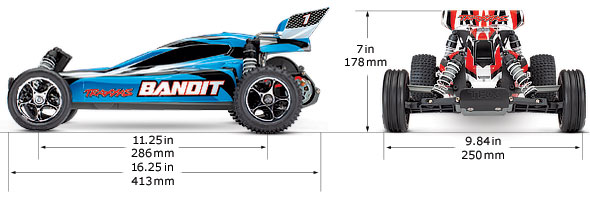 Traxxas - Bandit 2WD TQ Buggy Röd El 1:10 ARTR - Utan batteri och laddare 5