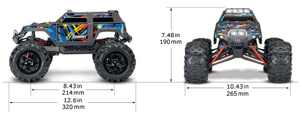 Traxxas summit 1/16 specifikationer längd & bredd